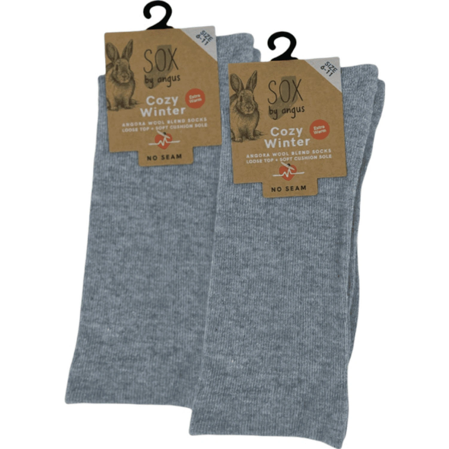 Cloud-Soft Angora Socks - Seamless Comfort, Light Grey - Cozy Treat!
