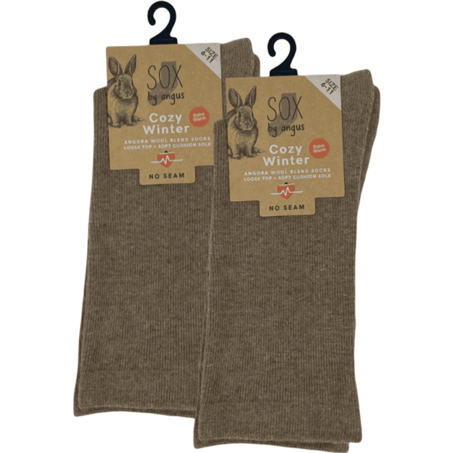 Cozy Mocha Angora Socks: No Seam Comfort, Loose Top, Dreamy Softness.