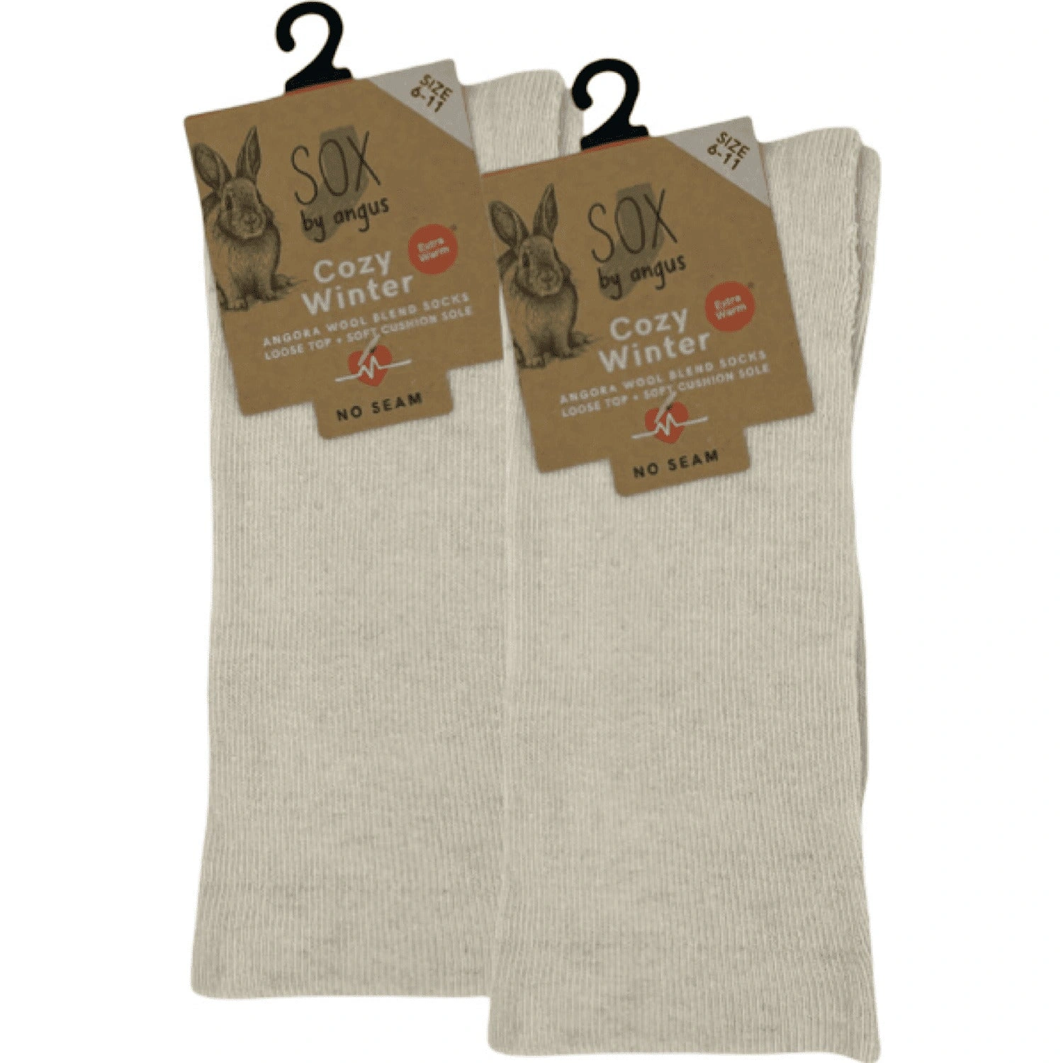Cloudsoft Angora Socks Cozy No-Seam Comfort in Bone